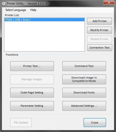 480px lej pos80d printer utility menu